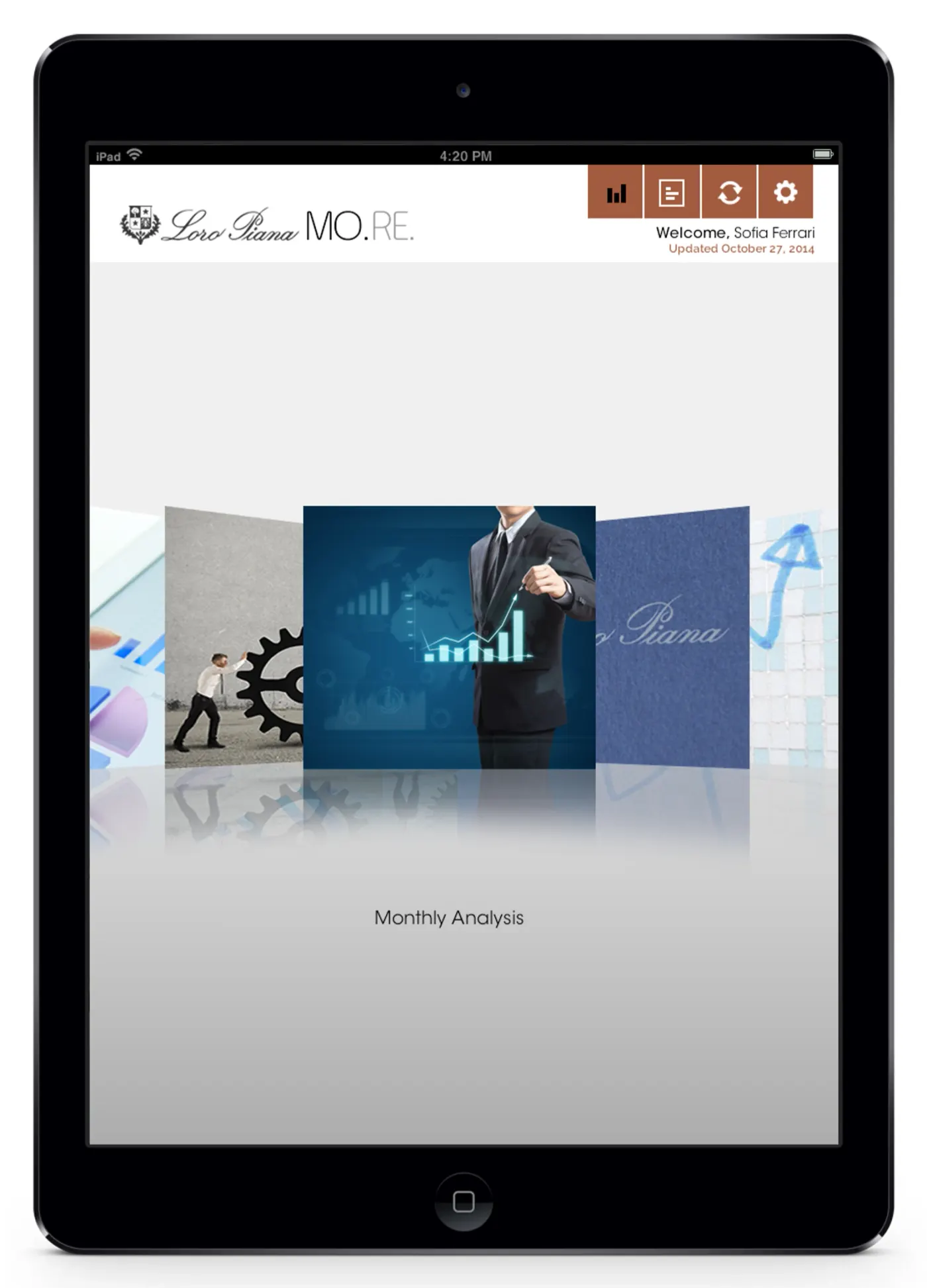 Tablet app screen 1